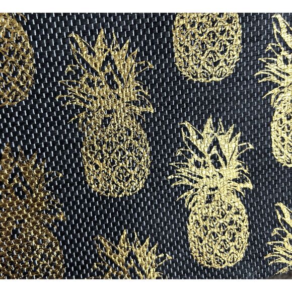 Blk /Gold Pineapple 3 Nesting Rectangle Storage Closet Organizer Bins w/ Handles - Picture 4 of 4